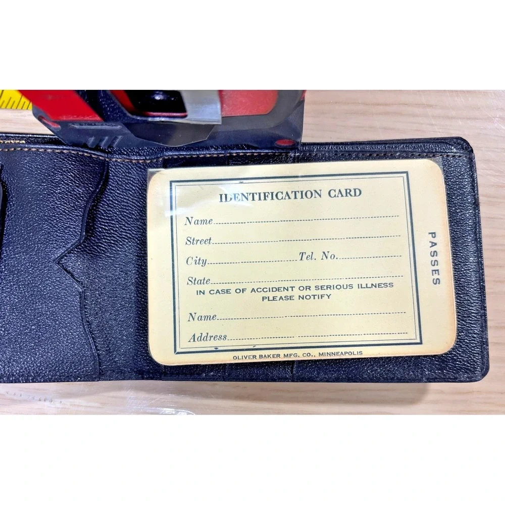 Vintage Oliver Baker Leather Wallet WM H Jensen 1937 Letter Ephemera Black USA
